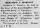 Markley, Benjamin F Markley, Benjamin F